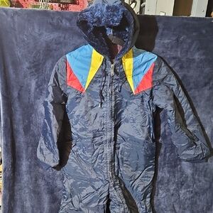 Vintage Colorful Hooded Snowsuit